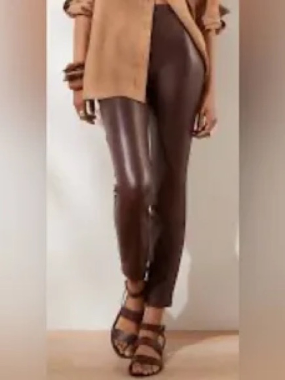 Banana Republic High-Rise Faux Leather Skinny Leggings- Brown size Large p